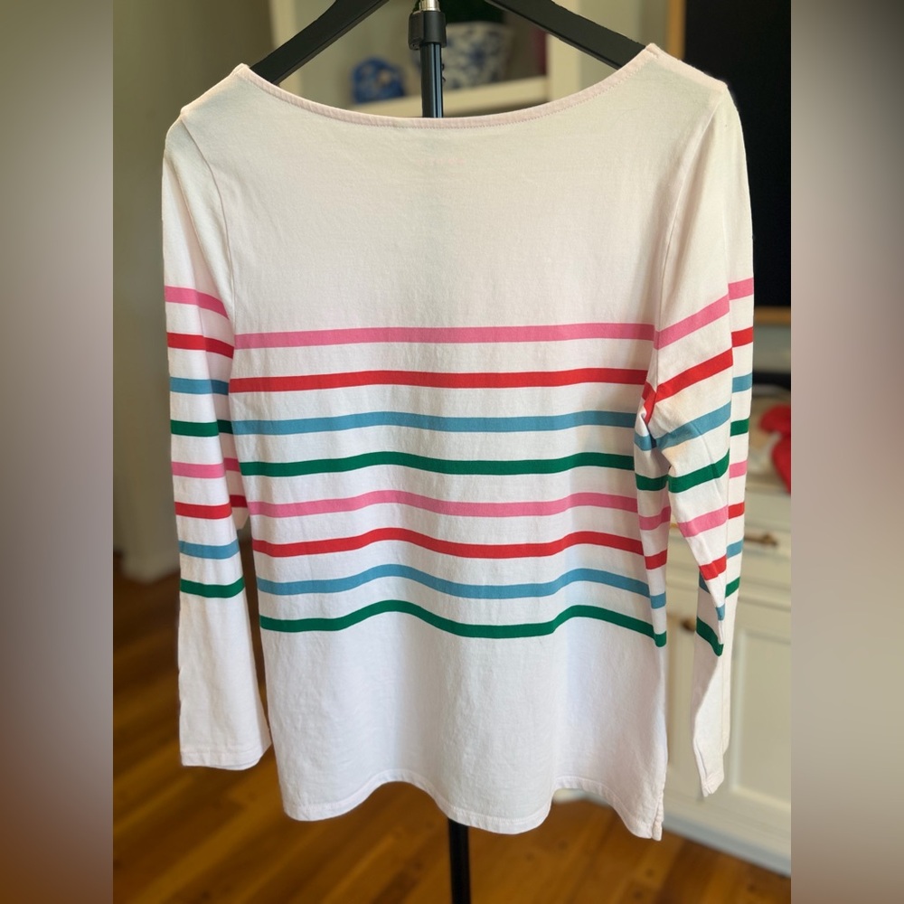Boden White Tee with Pale Pink Logo - Picture 6 of 9